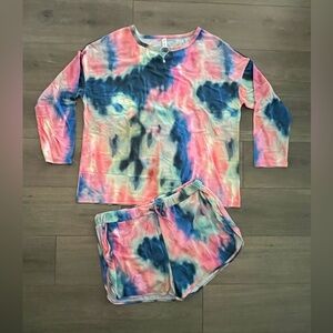NWOT Leo Rosi Tie Dye Short loungewear Set Size XXL